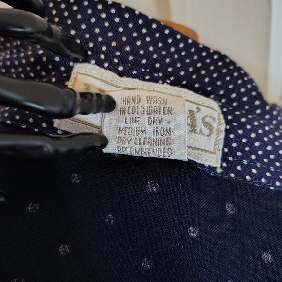 Vintage 80s Anegada's Skirt & Top Set Navy White Polka Dot Womens Size XS/S - Picture 10 of 16